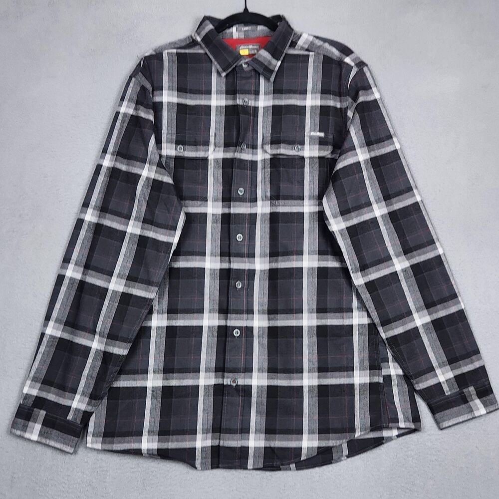 Eddie Bauer Shirt Mens LT Gray Plaid Flannel Classic Fit Button Up Pockets